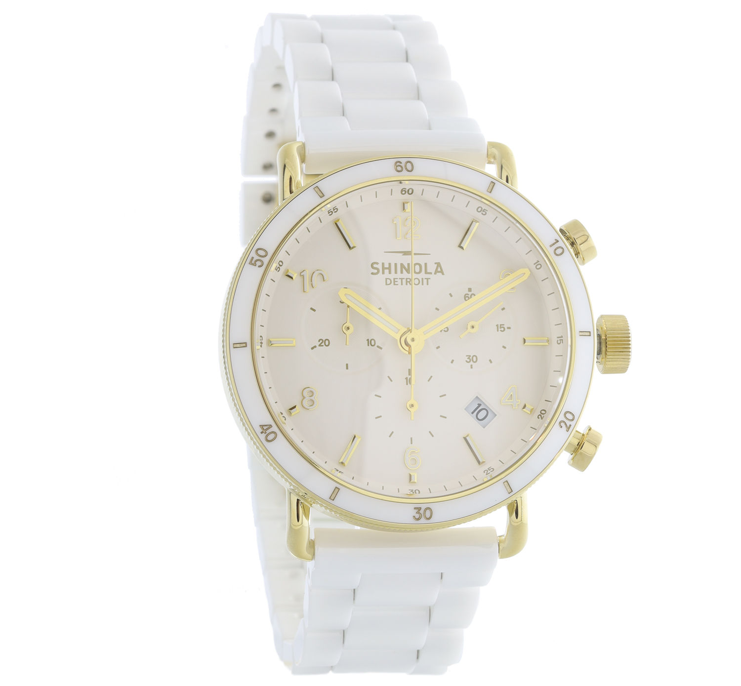 Shinola: Watch Canfield Sport 40mm, White Ceramic Bracelet