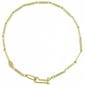 Tura Sugden: 18k gold trombone link bracelet, 7 1/2"