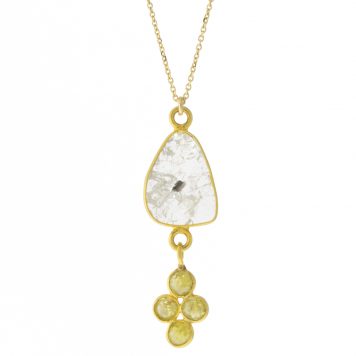 Margaret Solow: Necklace, Diamond Slice + 4 Rosecut Diamonds, 18kt on 14kt Chain