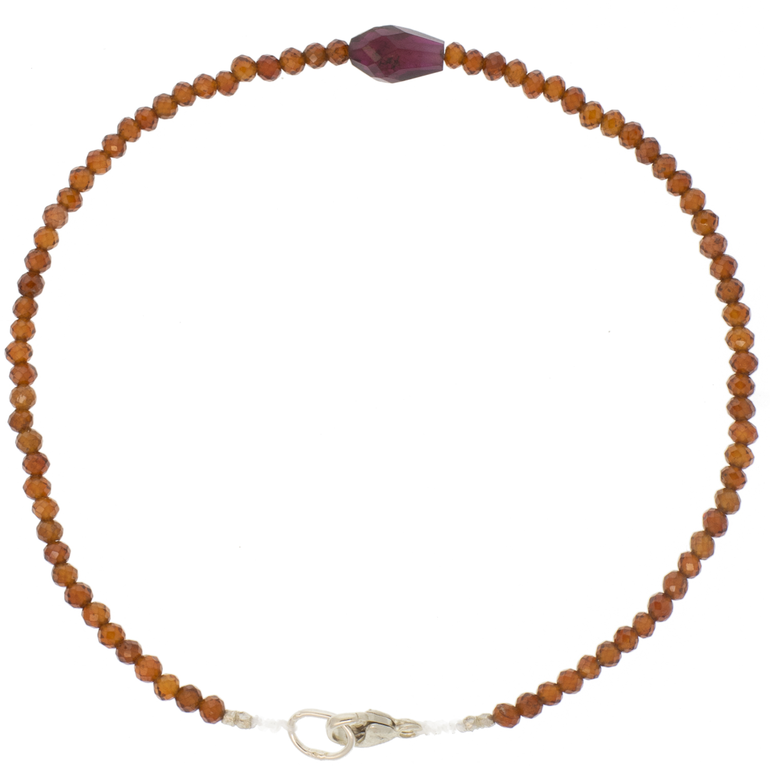 Margaret Solow: Bracelet, SS Clasp,7",Hessonite & garnet