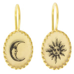 Anzu: Victoria Earhangers, Gold Vermeil, Celestial Motif 15/16" x 7/16" including earwire