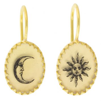 Anzu: Victoria Earhangers, Gold Vermeil, Celestial Motif 15/16" x 7/16" including earwire