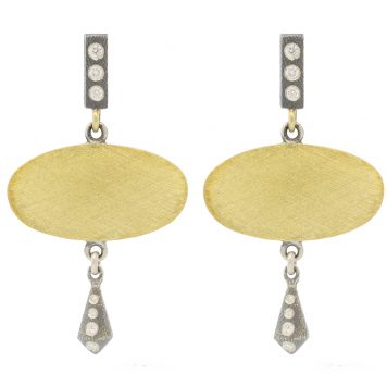 Rene Escobar:Earrings,DIANA,18K YG SS,Small oval drops,0.12ct diamonds