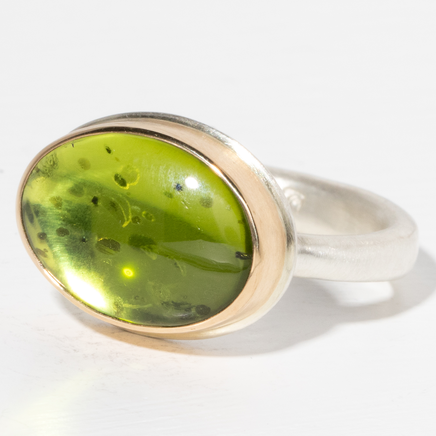 Jamie Joseph Trunk Show 2025: Ring 11, PERIDOT, size 7.25, measures 5/8" x 1/2"