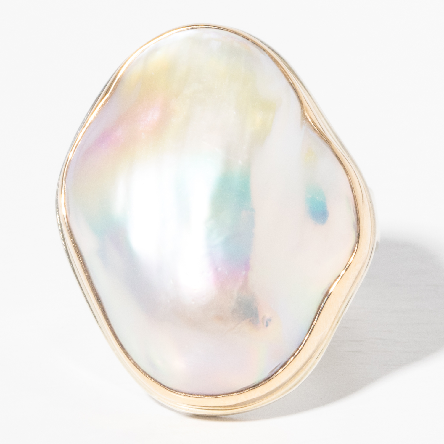 Jamie Joseph Trunk Show 2025: Ring 82, CULTURED PEARL, size 8.25, measures 1 1/8" x 7/8"