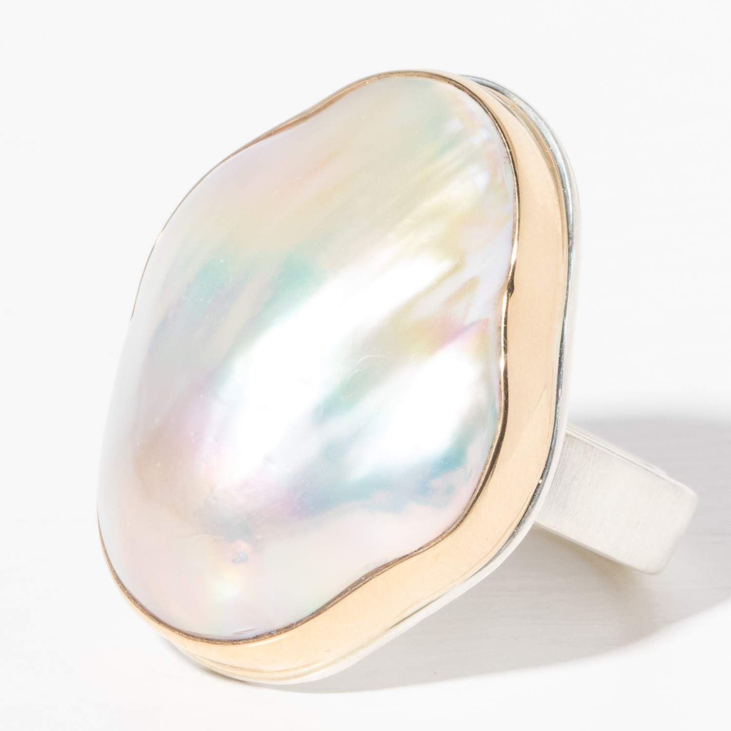 Jamie Joseph Trunk Show 2025: Ring 82, CULTURED PEARL, size 8.25, measures 1 1/8" x 7/8"