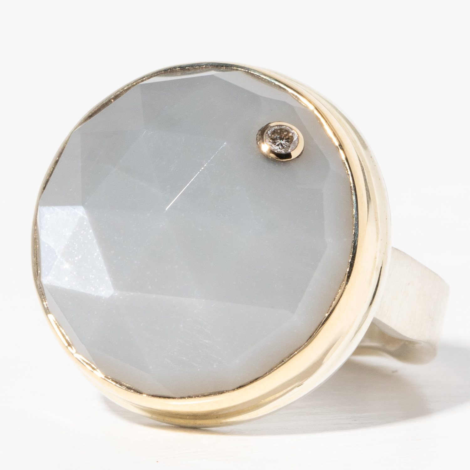 Jamie Joseph Trunk Show 2025: Ring 96, GREY MOONSTONE, .03ct, size 7.75, measures 13/16" in diameter