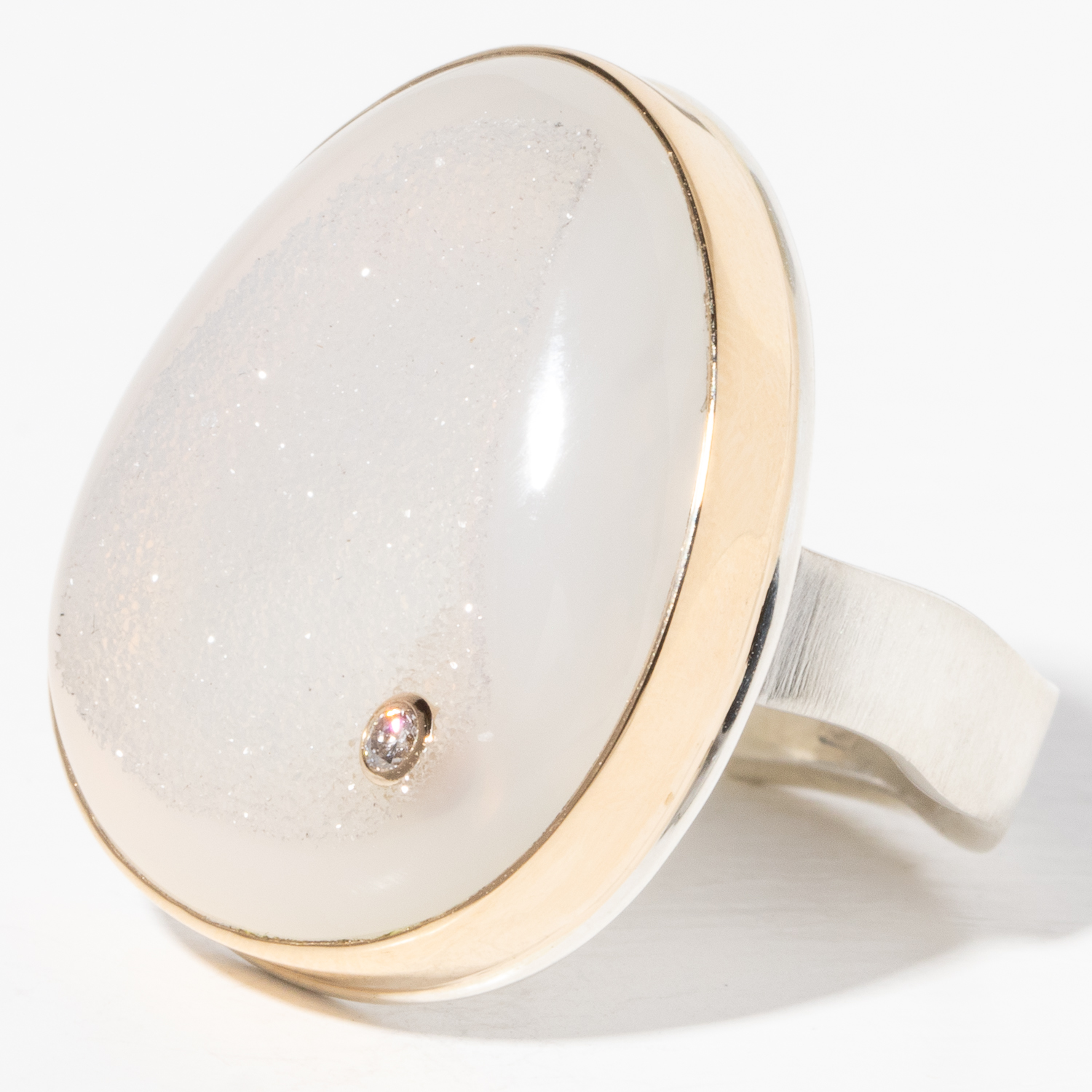 Jamie Joseph Trunk Show 2025: Ring 98, WHITE DRUSY, .03ct, size 8, measures 1" x 13/16"