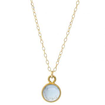 Margret Solow :Necklace,Round Aquamarine,18k chain measures 16" - 18" in length, pendant measures 3/8" x 1/4"