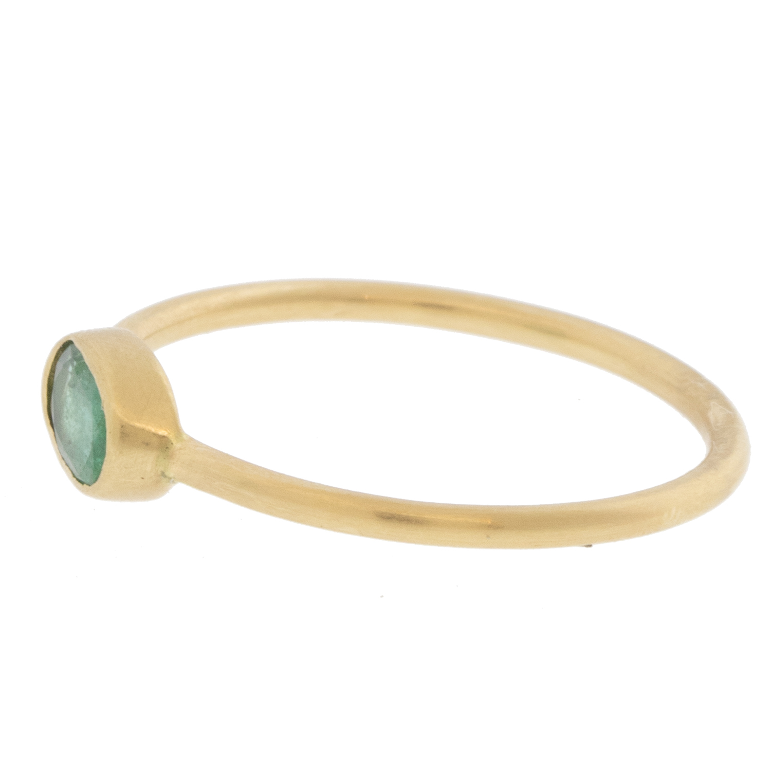 Margaret Solow: Ring,Bezel set,Emerald 14k, size 6.5, 1/4" x 3/16 "