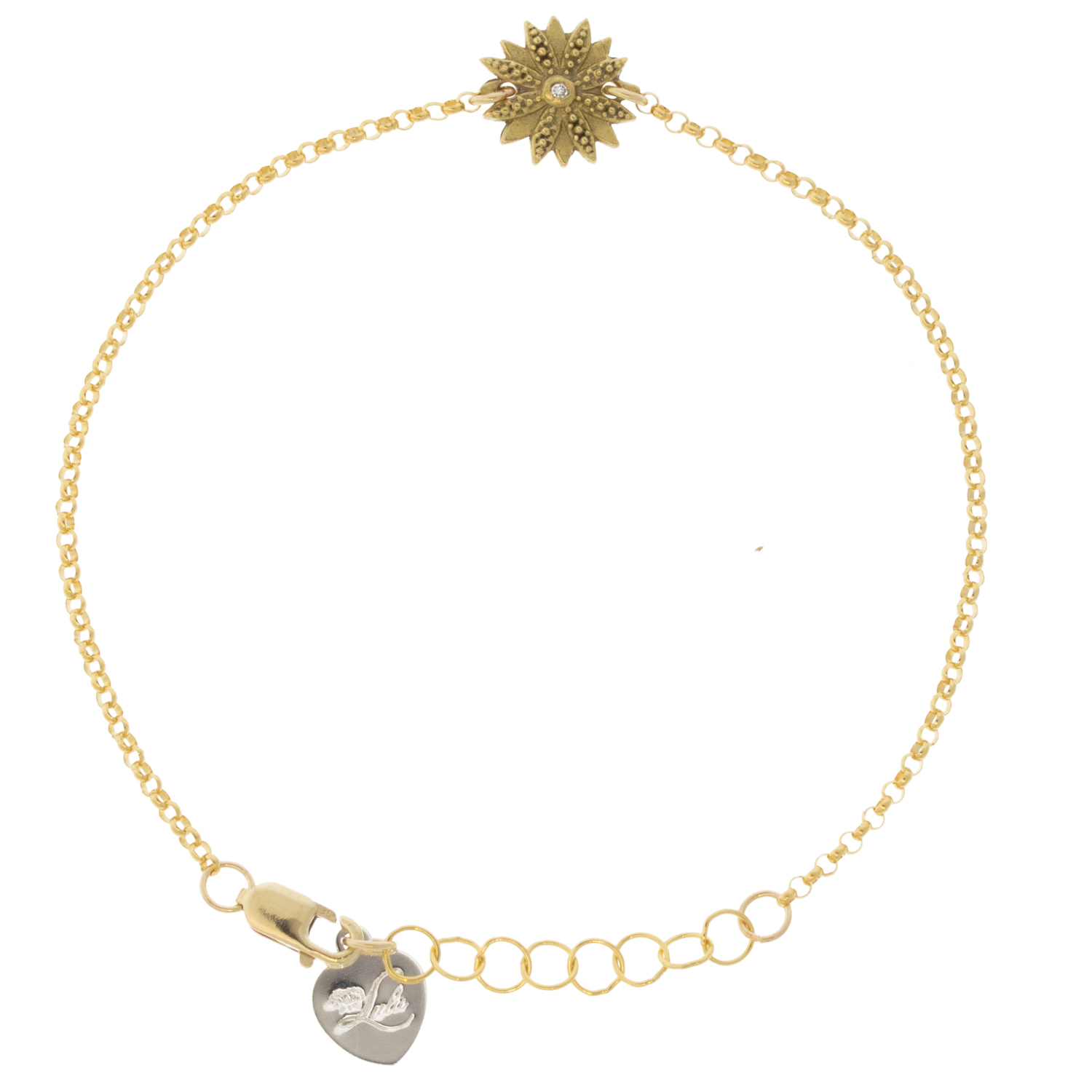 Lulu Designs: Narcissa Bracelet, Gold Fill + Yellow Bronze w/ Diamond 6-7 3/8