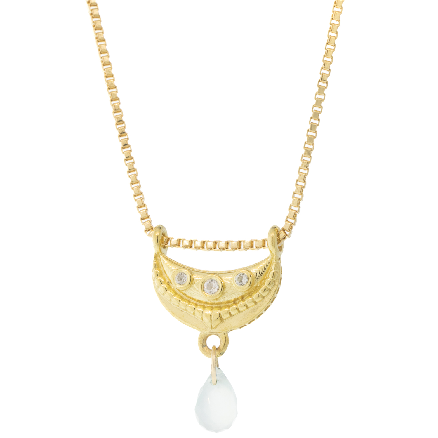 Lulu Designs: Odyssey Necklace, Aqua Chalcedony 3/4 x 9/16, 16-18