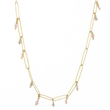 Erin Cuff: 18K Gold Pearl and Grey Diamond Abacus Chain Necklace, 20"