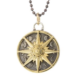 Lulu Designs: Lunar Compass, Oxidized Silver + Gold Fill 1 1/2 x 1, 25.5, Oxidized Silver Chain