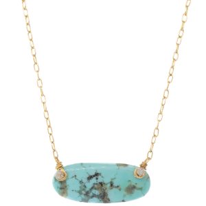 Dana Kellin: Necklace, turquoise, gray diamond, 14K gold