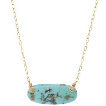 Dana Kellin: Necklace, turquoise, gray diamond, 14K gold