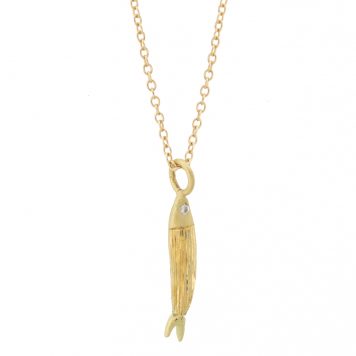 Erin Cuff: 14K Cable Chain & 18K Pesca Pendant and Clasp, 0.01 cttw Reclaimed White Dia, 18"