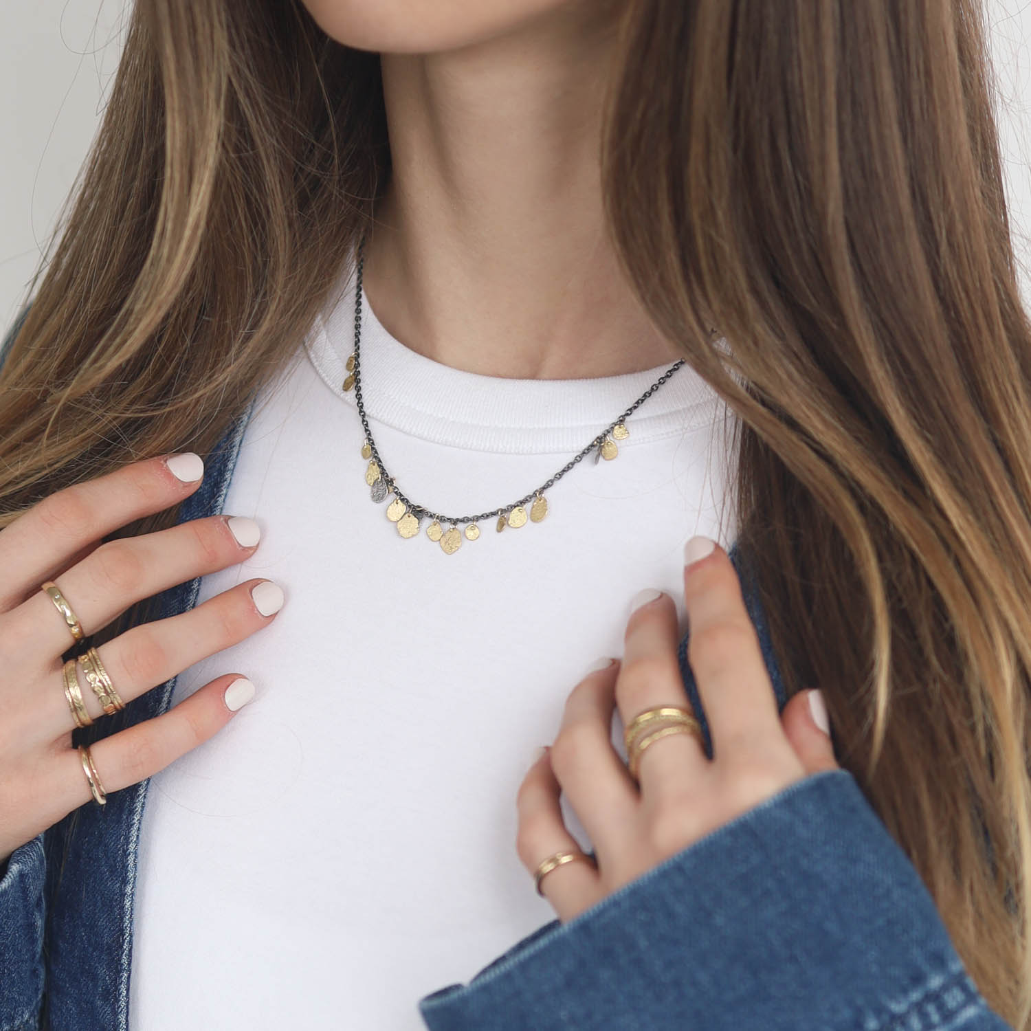 Sarah McGuire: Necklace, Kelp Pond, 18k & oxid SS, 18"