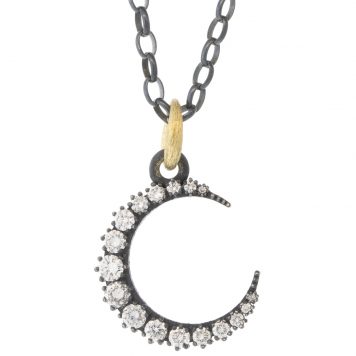 Erica Molinari Trunk Show: Charm, small Pave Crescent Moon, "Sweet Life", White diamonds, .825 TCW , sterling silver