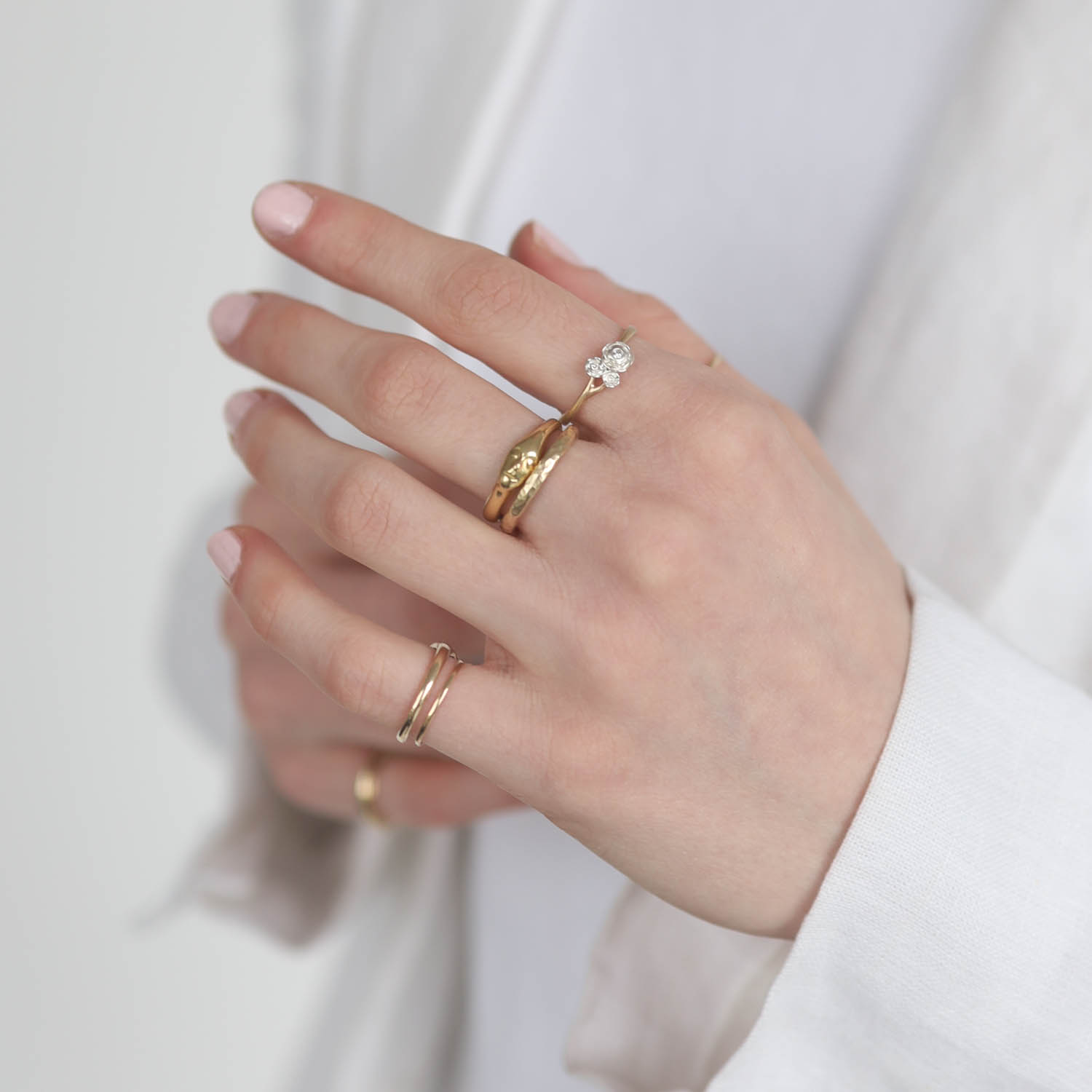 Hannah Blount: Diamond Rose Bouquet Ring - Little