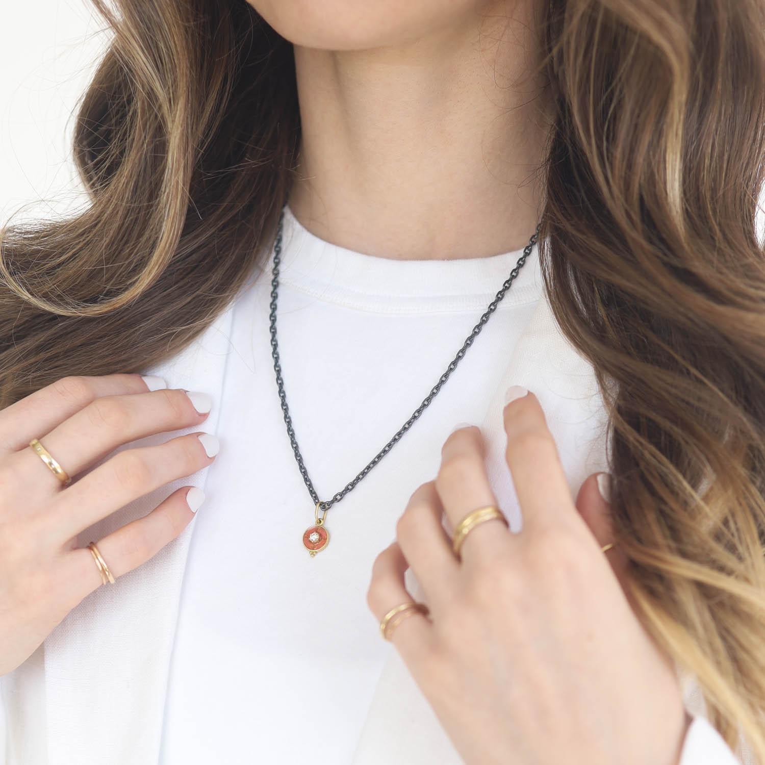 Erica Molinari Trunk Show: Orange enamel Diamond, .10TCW