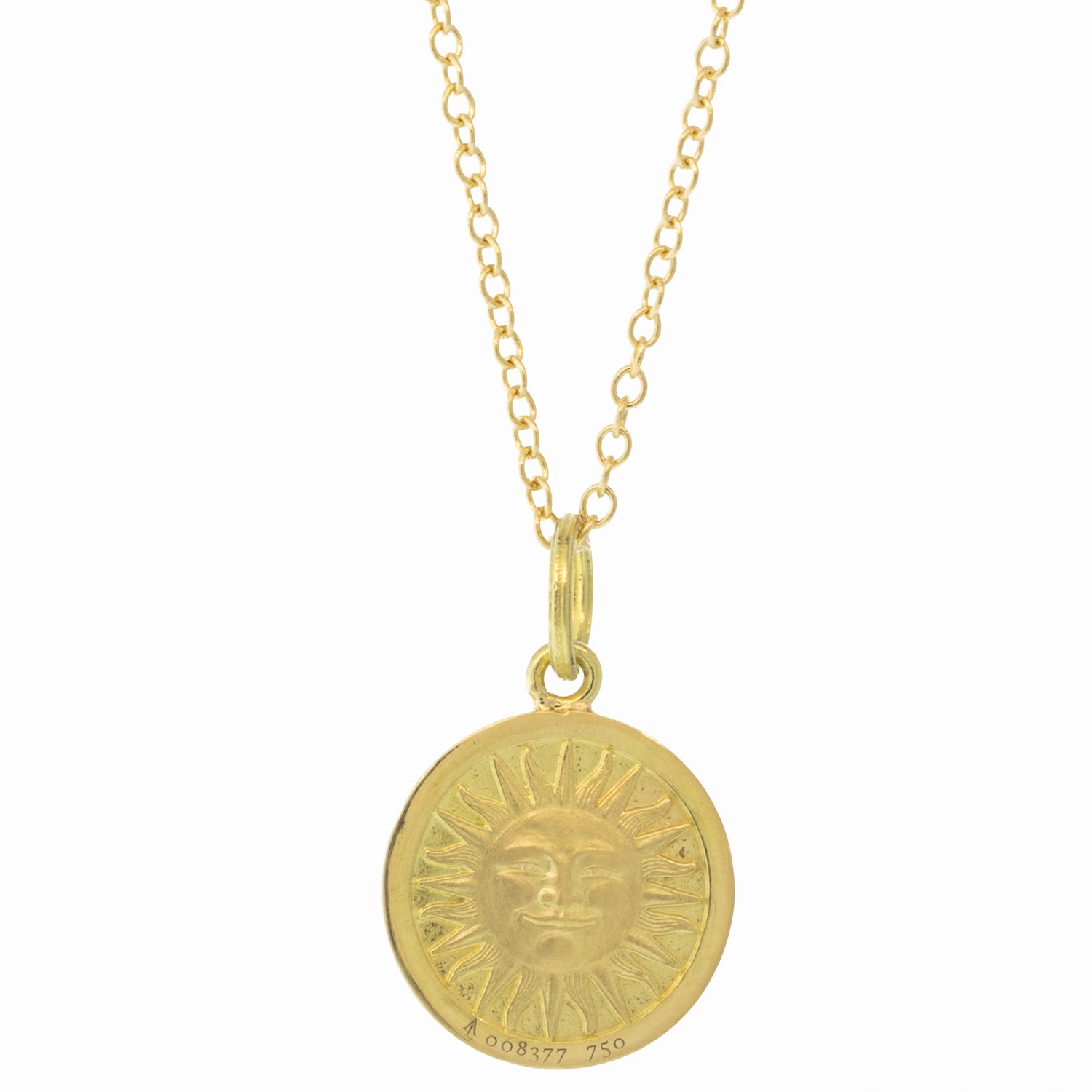 Anthony Lent: Moonface Pendant w/ Diamond Eyes (13 mm), 18k YG, Dia 0.02ct, Chain 16"/18"