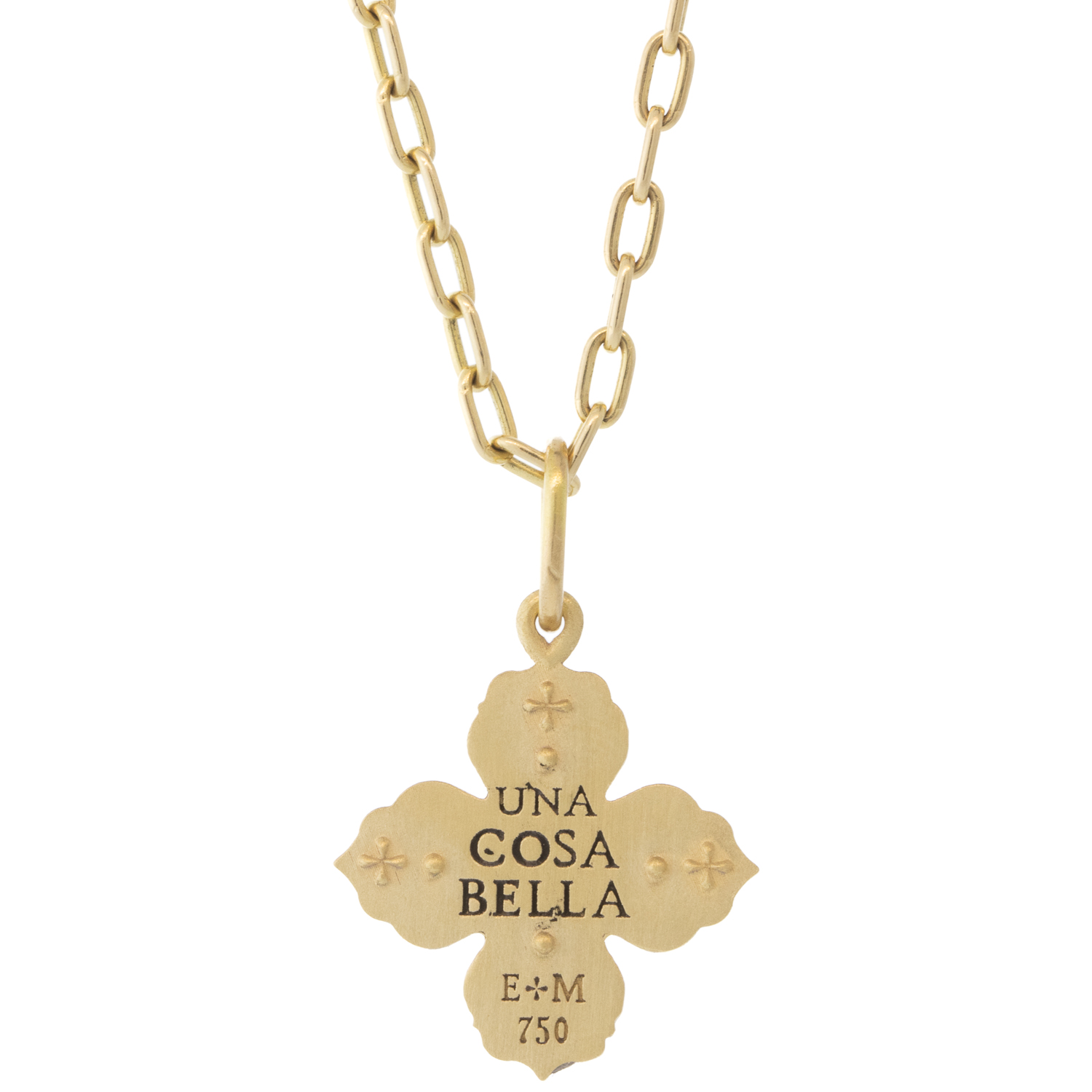 Erica Molinari Trunk Show: 18K Satin finish 4 point clover set with diamond baguette-.05cts