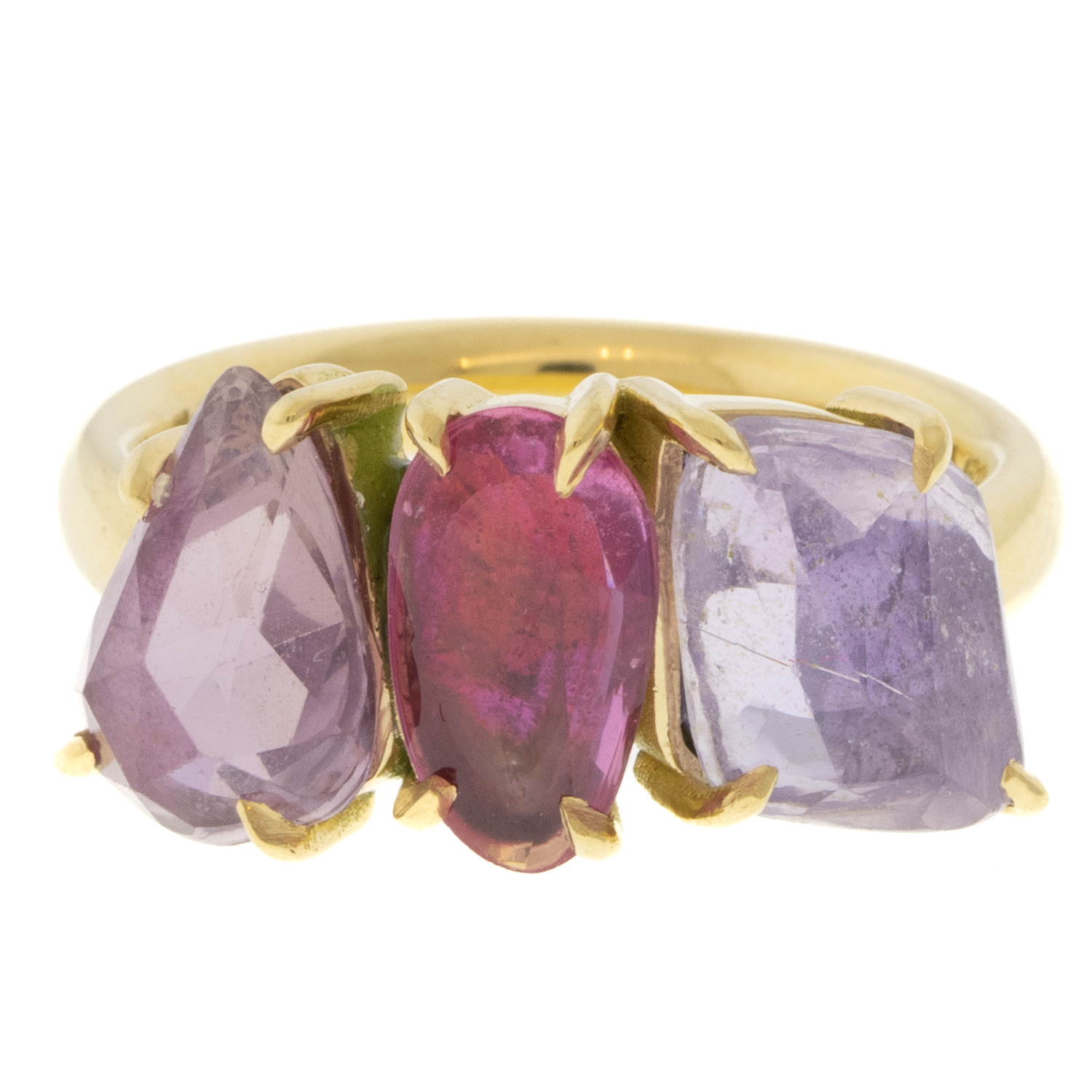Erica Molinari Trunk Show: 18k organic TRIPLE sapphire vitreous glass enamel rings approx 6.5cts