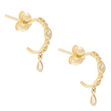 Celine Daoust:Earrings,Hoops 14k YG,Eye & white diamond drops