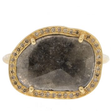Celine Daoust: Stella Diamond Ring, Rosecut Diamond Slice, Brilliant Diamonds Around, OOAK, 14kyg