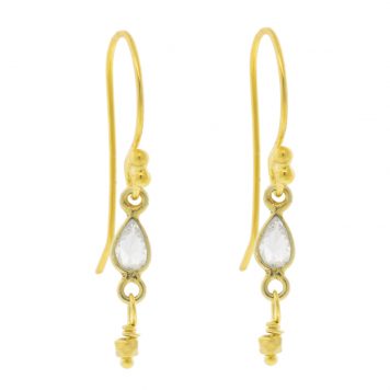 Robindira Unsworth: CZ Earrings, 14k gold vermeil, Single Pear-Shaped CZ Dangle