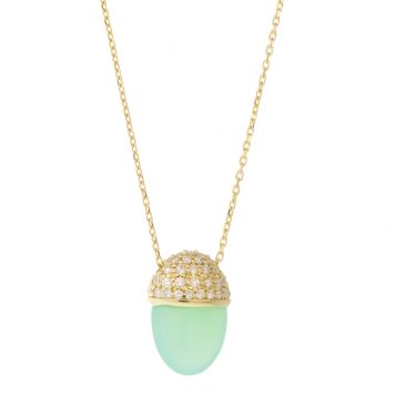 Campbell + Charlotte: Found Cap Pendant Necklace, Chrysoprase & Diamond, 14k Gold