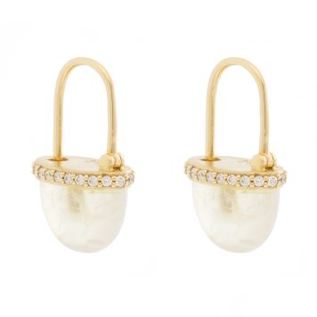 Campbell + Charlotte: Found Cap Huggie, Moonstone & Diamond, 14k Gold