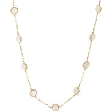 Campbell + Charlotte: Found Cabachon Station Necklace, Diamond & Moonstone, 14k Gold