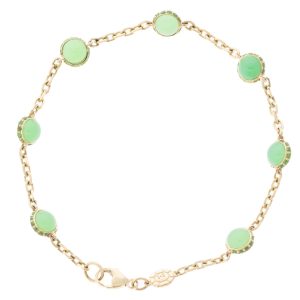 Campbell + Charlotte: Found Cabachon Station Bracelet, Tsavorite & Chrysoprase, 14k Gold