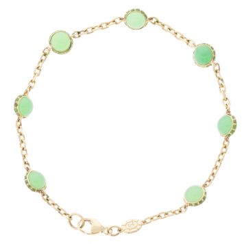 Campbell + Charlotte: Found Cabachon Station Bracelet, Tsavorite & Chrysoprase, 14k Gold