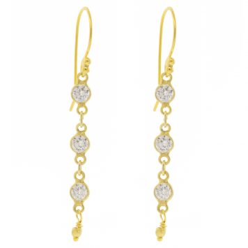 Robindira Unsworth: CZ Earrings, 14k gold vermeil, Small Triple CZ Dangle