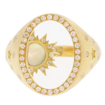 L'atelier Nawbar:Ring,18k Wared 2.0,0.3ct white diamonds and inlaid with MOP