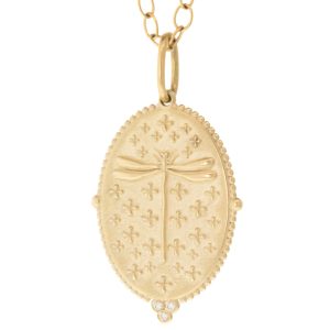 Erica Molinari: 14K Large oval Dragonfly-'Everywhere is here & every when is now' DANTE,0.0225CTS