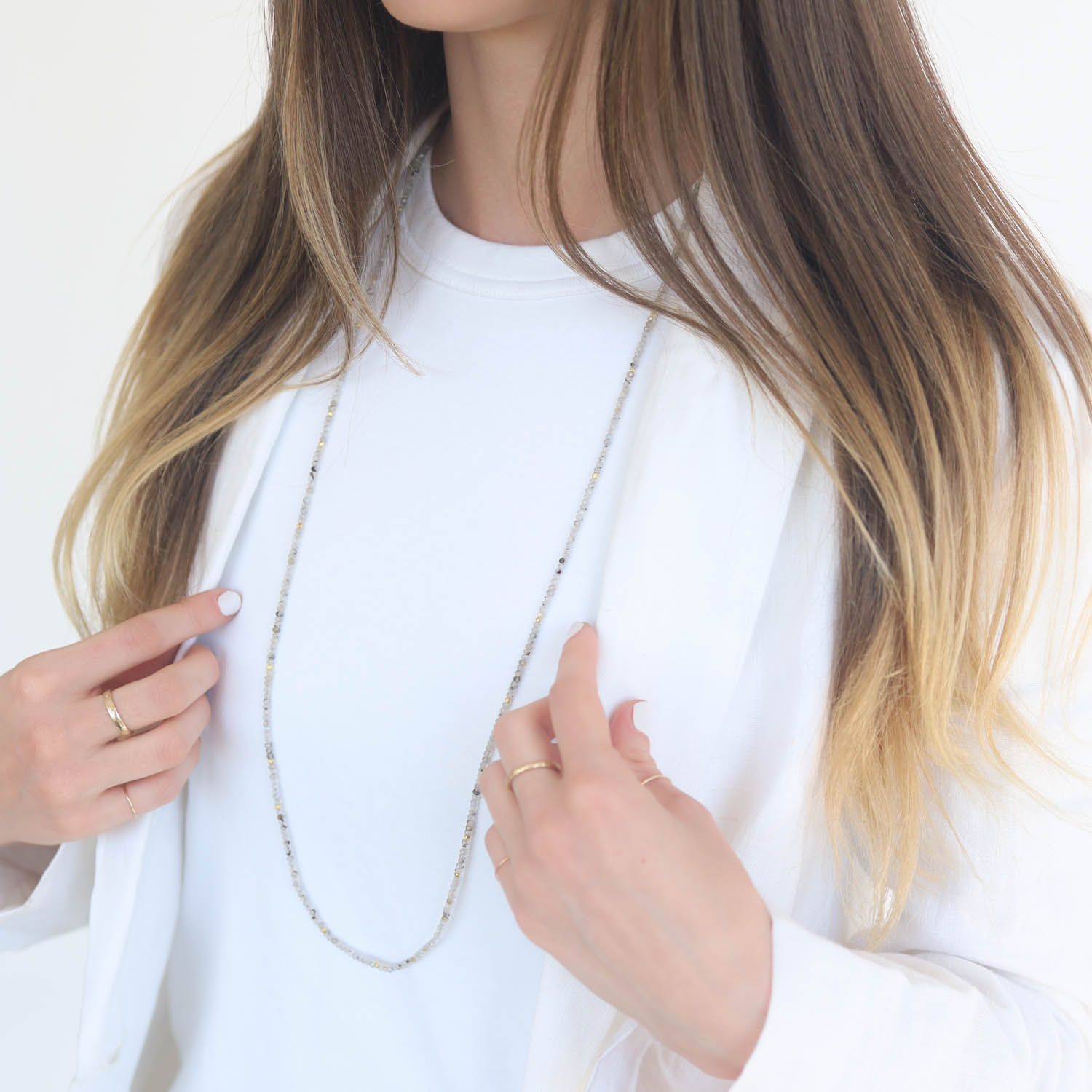 Robindira Unsworth: Fashion Beaded Necklace, 14k gold vermeil, Labradorite