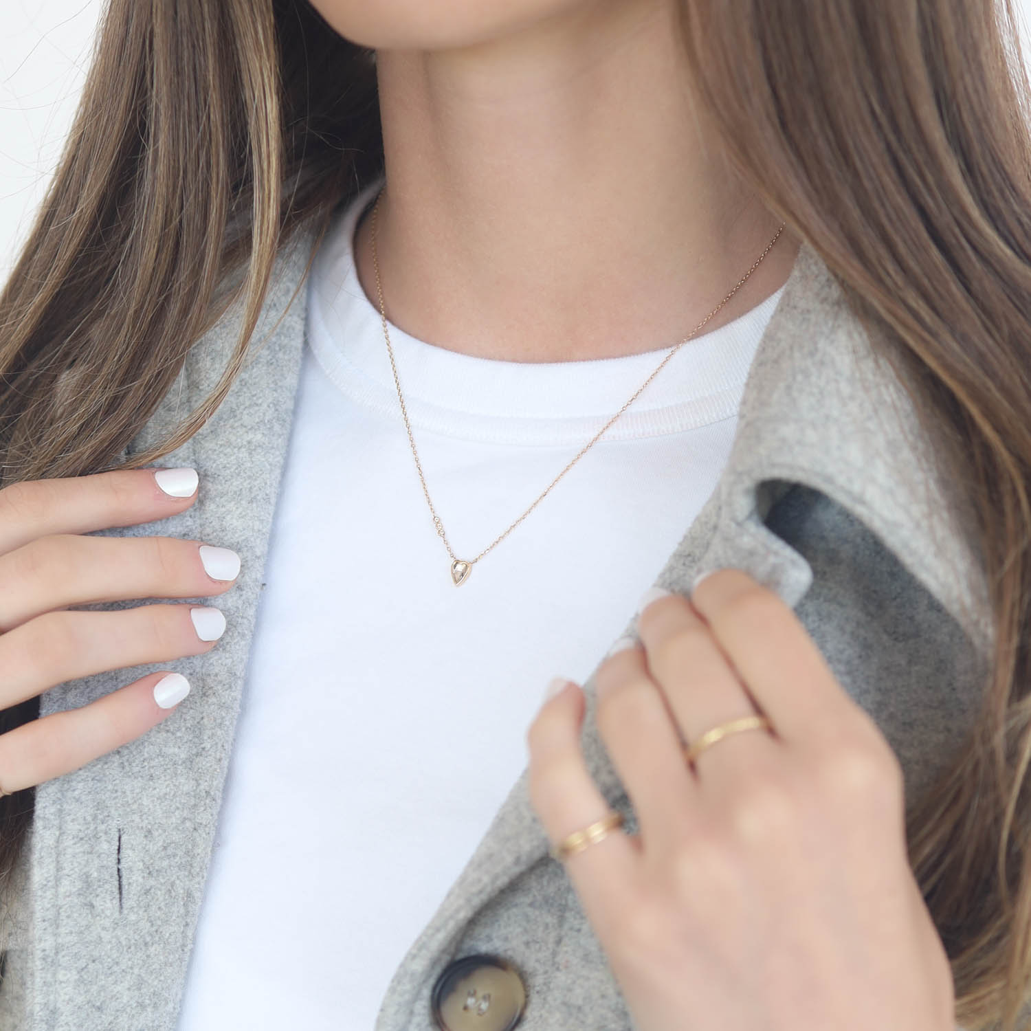 Celine Daoust: Necklace,14k gold,Grey Diamonds 40cm diamond slice,3 diamonds