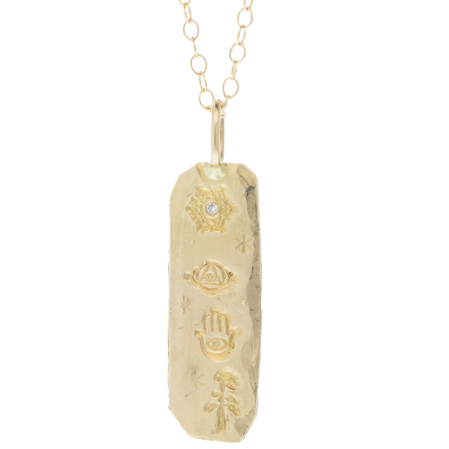 Victoria Cunningham Trunk Show: 14k mindfulness (charm only), Measures 1" x 5/16" including bail