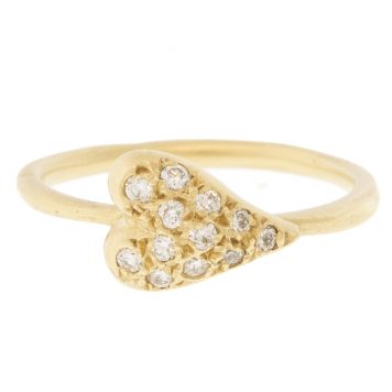 Victoria Cunningham: East/West pave heart ring, Size 6, Heart measures 5/16" x 7/16"