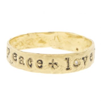 Victoria Cunningham:14K peace & love, Size 6.5, Width 3/16"
