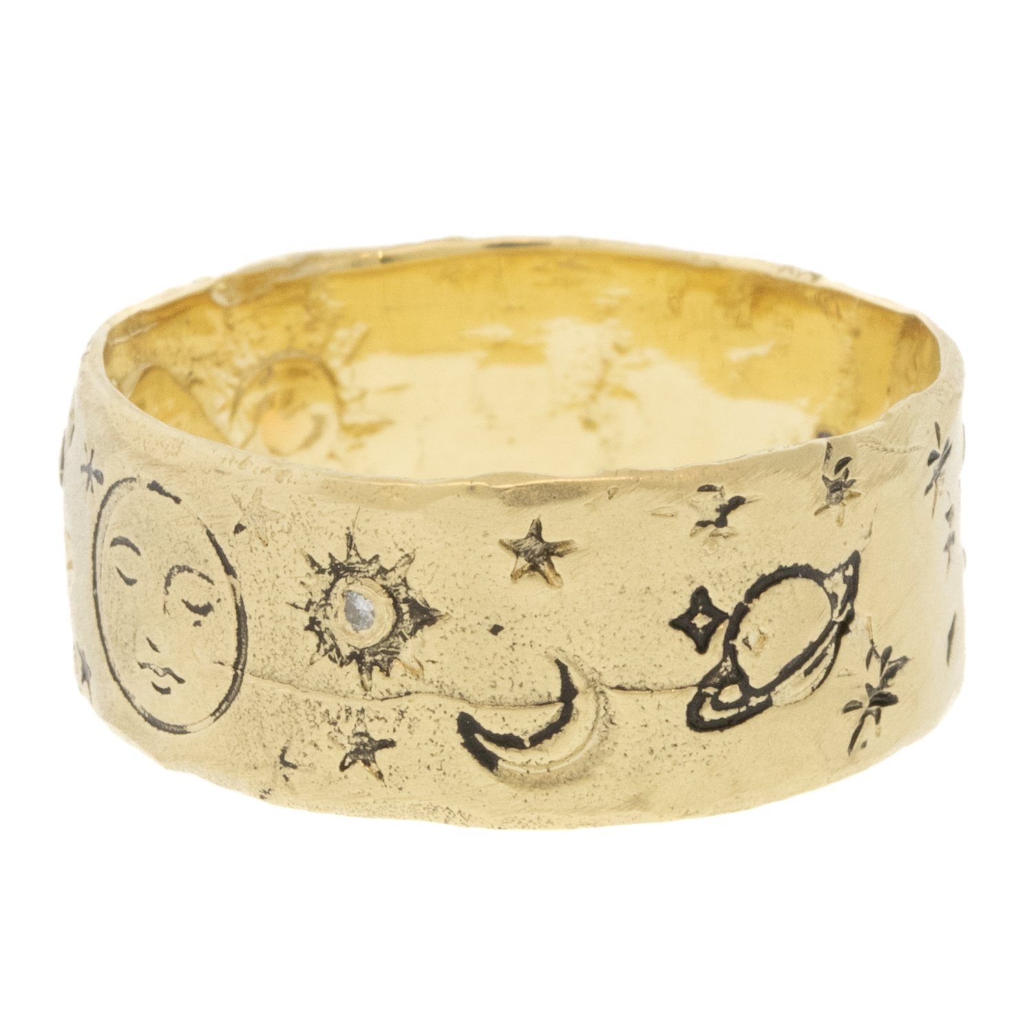 Victoria Cunningham : 14K cosmos ring, Size 7 3/4, Width 5/16"