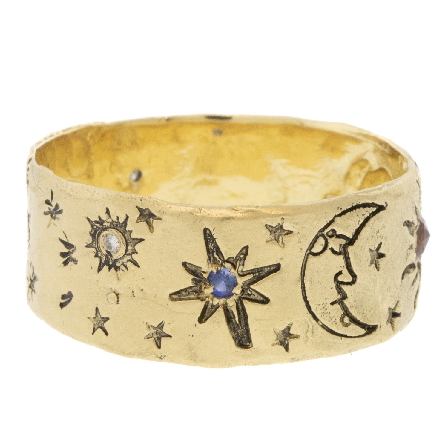 Victoria Cunningham : 14K cosmos ring, Size 7 3/4, Width 5/16"