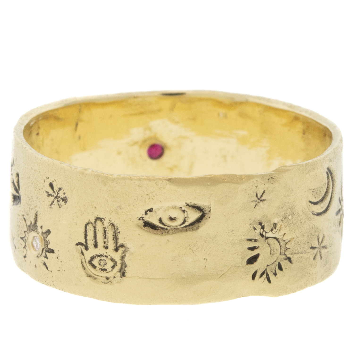 Victoria Cunningham Trunk Show: 14K sagittarius ring, Size 8 1/4, Width 5/16"