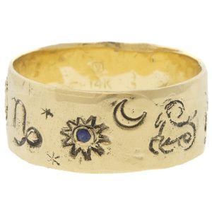 Victoria Cunningham Trunk Show: 14K capricorn ring, Size 8 1/4, Width 5/16"