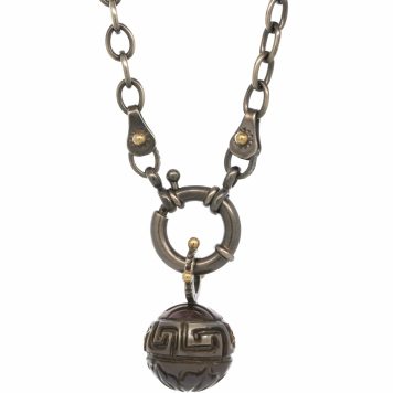 Alison Shiboski:SS 14K Necklace with carved Tahitian pearl(#2115-B IS necklace is $500 if sold separately)