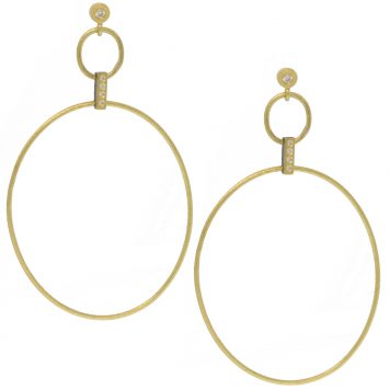 Rene Escobar: ALBA HOOP EARRINGS, SILVER & YG LARGE SET WITH 0.10CT IN DIAMONDS